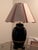Late 20th Century Vintage Chinoiserie Black Porcelain Ginger Jar Floral Table Lamp With Shade For Sale - Image 5 of 11