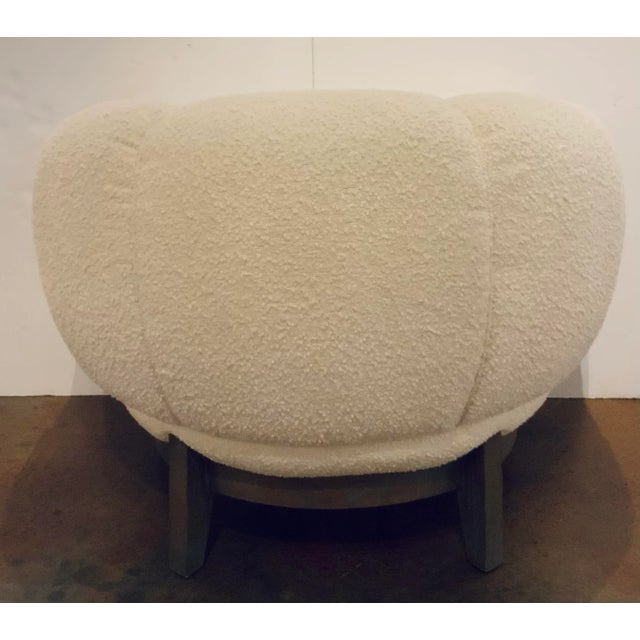 Wood Modern White Boucle Curved Back Club Chairs Pair For Sale - Image 7 of 7