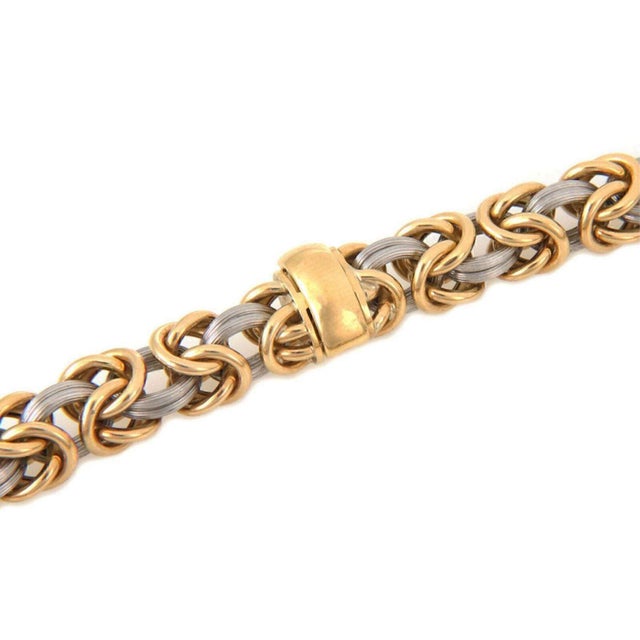 Rom Germany 18k Gold & Platinum Byzantine Link Necklace 127g For Sale - Image 4 of 5