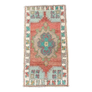 Turkish Mini Rug Oriental Hand Knotted Vintage Rug 1'7" x 2'11" #17891 For Sale