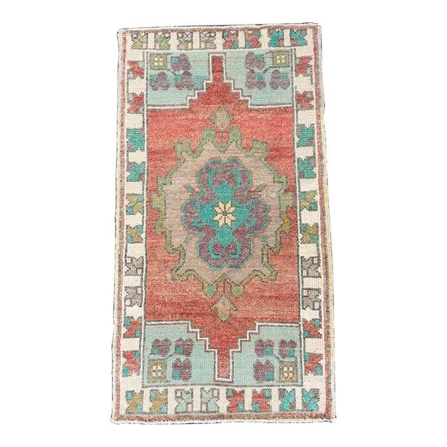Turkish Mini Rug Oriental Hand Knotted Vintage Rug 1'7" x 2'11" #17891 For Sale