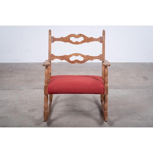 1960s Brutalist Oak Rocking Chair, Denmark, 1960s For Sale - Image 5 of 10