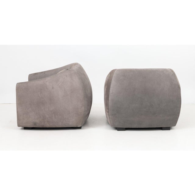 Modern Style Gray Suede Tub Chairs, Pair For Sale In New York - Image 6 of 6