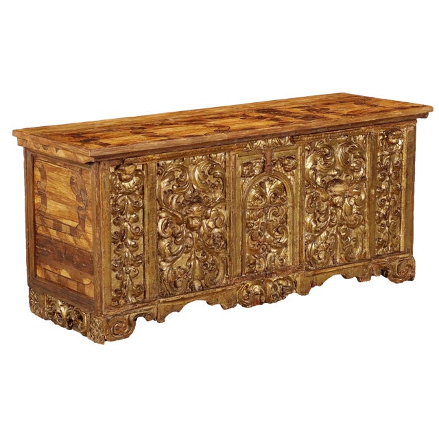 19th Century Carved and Gilded Wood Bench, Italy For Sale