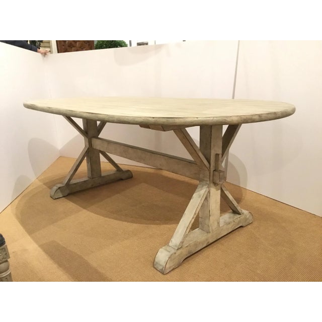 Organic Modern Antique White Wood Dining Table For Sale In Atlanta - Image 6 of 6