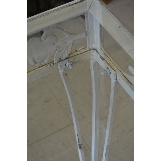 Vintage White Ornate Iron & Metal Table W/ Shelves - Bakers Rack or Patio Plant Stand For Sale - Image 10 of 18