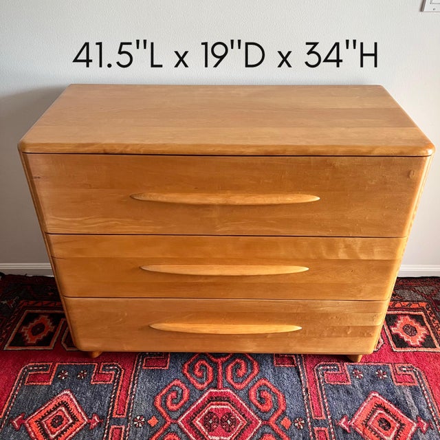 Heywood-Wakefield 1950s Mid-Century Heywood Wakefield Dresser 3 Drawer Refinished, Attributed For Sale - Image 4 of 11