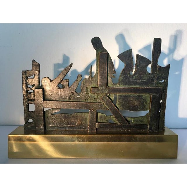 Bronze and Brass Abstract Sculpture by Nevio De Luca, Italy, 1980s For Sale - Image 3 of 17