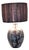 Vintage White Ceramic Table Lamp with Cherry Blossom Motif and Fabric Shade, 1970s For Sale