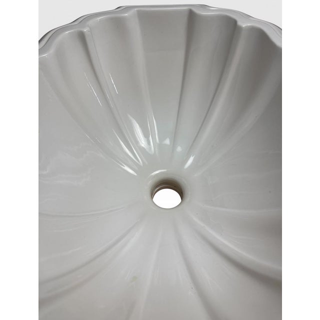 Vintage Sherle Wagner Scalloped White Porcelain Drop-In Sink Basin Fluted Hollywood Regency Elevate your bathroom...