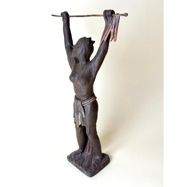 Monumental Studio Ceramic Sculpture of an African Warrior, 1970s For Sale - Image 13 of 17