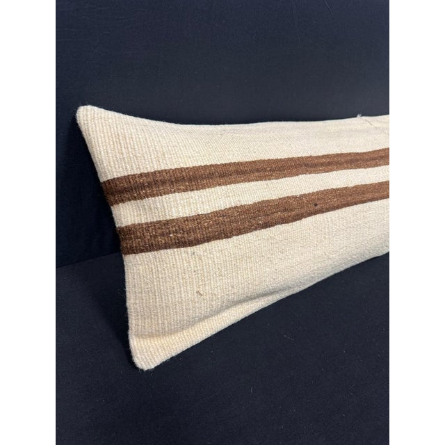 Turkish Hemp Pillow Cushion Natural Beige Brown Cushion Cover 14"x45" #18031 Enhance your home decor with our Kilim Pillow...