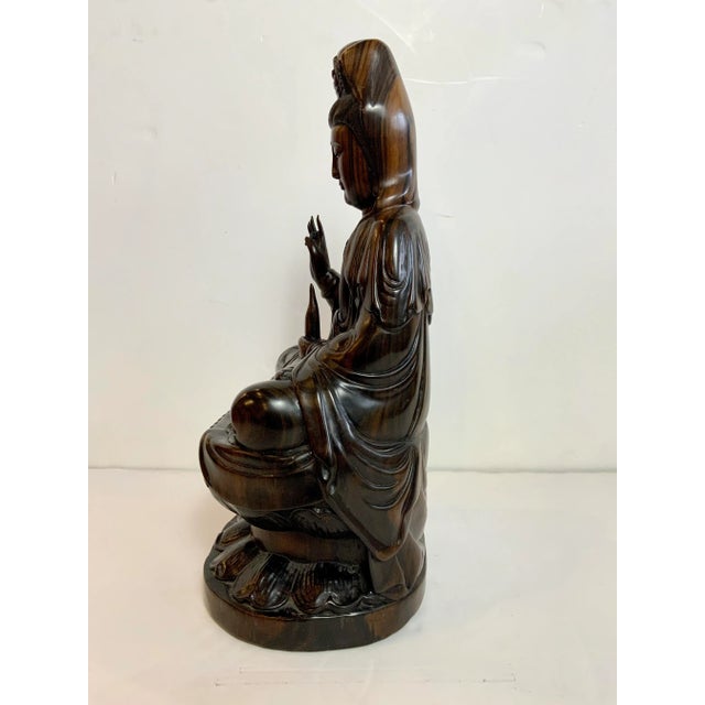 1950s Carved Rosewood Quan Yin Statue For Sale In Atlanta - Image 6 of 7