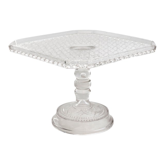 Vintage Pressed Glass Cake Stand For Sale