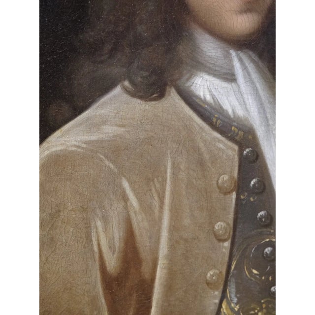 Textile 18th Century English Portrait of Thomas Maire of Hardwick Oil on Canvas Framed For Sale - Image 7 of 10