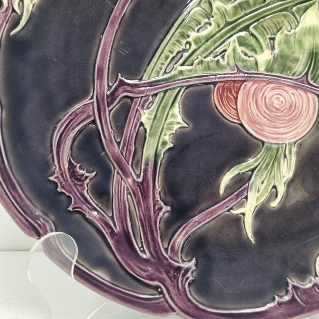 Art Nouveau Majolica Wall Plate by Schütz Blansko, 1890s For Sale - Image 3 of 11