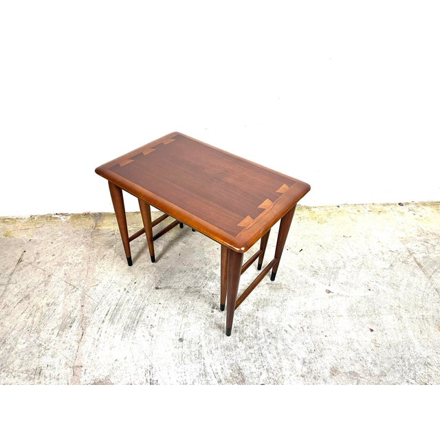1960s Lane Acclaim Mid Century Modern Walnut Nesting Table Set of 2