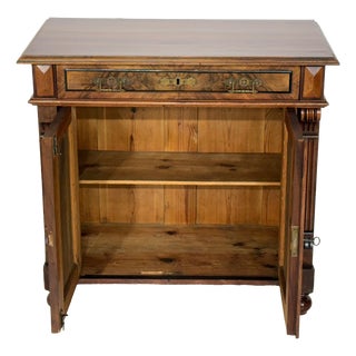 Antique Gründerzeit Vertiko Chest of Drawers in Walnut Veneer with Brass Fittings, Late 19th Century For Sale