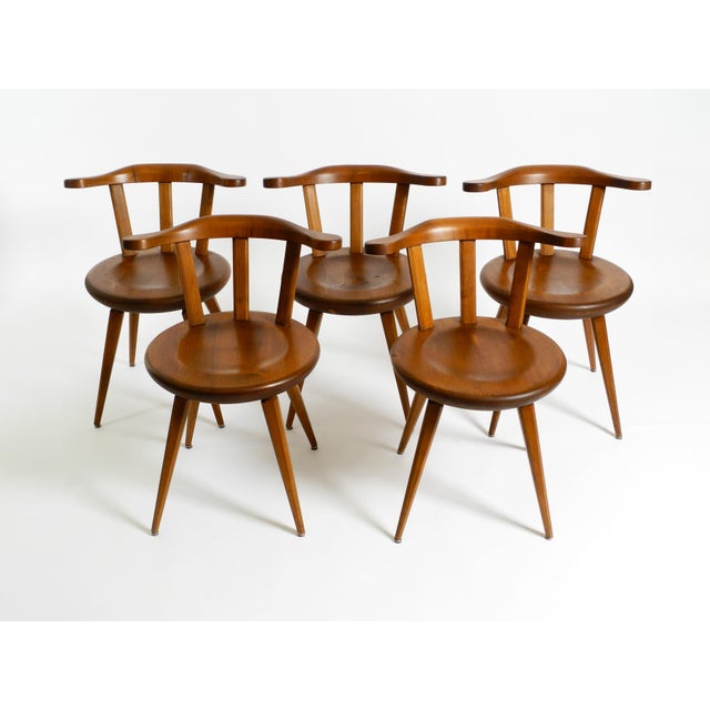 Mid-Century Wood Sprouted Low Back Chairs, 1950s, Set of 5 For Sale - Image 18 of 18