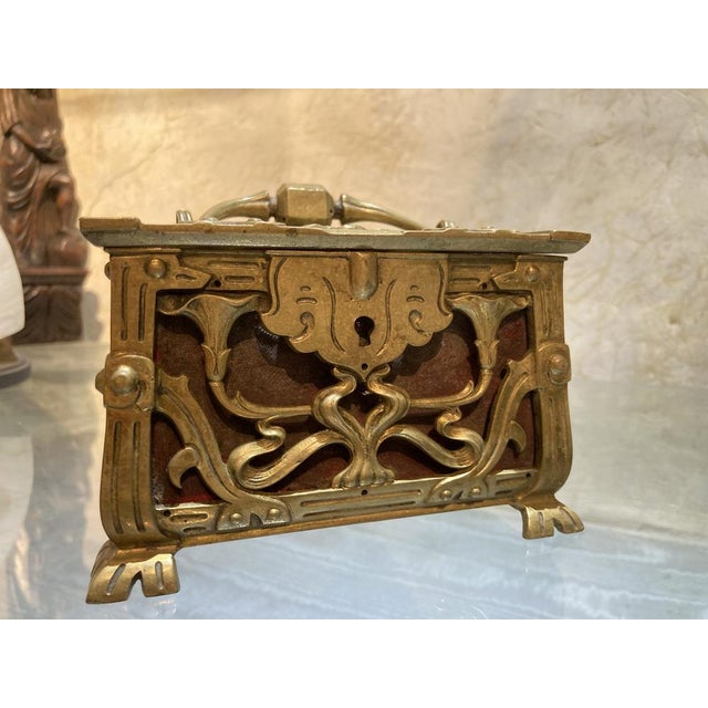 Antique French Art Nouveau Pierced Gilt Bronze Jewelry Box, 1880s For Sale - Image 14 of 15