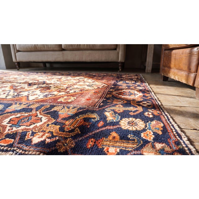 Tribal Geometric Herati Design Small Scatter Size Antique Late 19th Century Wool Pile Ivory Persian Malayer Area Rug For Sale - Image 10 of 11