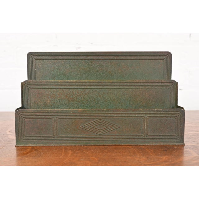 Art Deco Tiffany Studios New York Graduate Bronze Letter Rack For Sale - Image 3 of 12