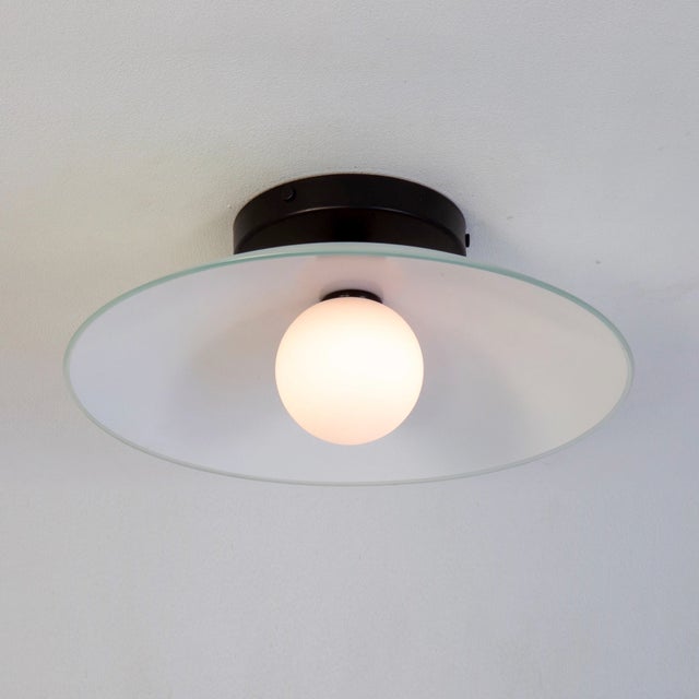 Dish Flush Mount, 3in Glass Globe, Modern Led Ceiling Light, by Research.Lighting For Sale In New York - Image 6 of 8