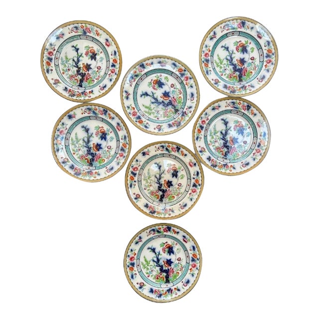 Antique Vesper Indian Tree Plates ~ Set of 7 For Sale