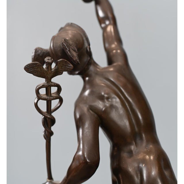 Italian Classical Victorian Bronze Statue of Nike and Mercury by Giambologna, 1880s, Set of 2 For Sale - Image 10 of 18