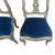 19th-C. Italian / Venetian Celadon Floral Painted Side Chairs in Blue Velvet- Pair For Sale - Image 4 of 10