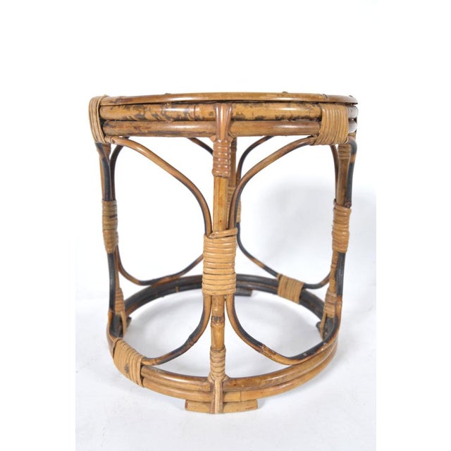 Mid-Century Tortoishell Bamboo Wicker Side Table, 1960s For Sale - Image 4 of 13