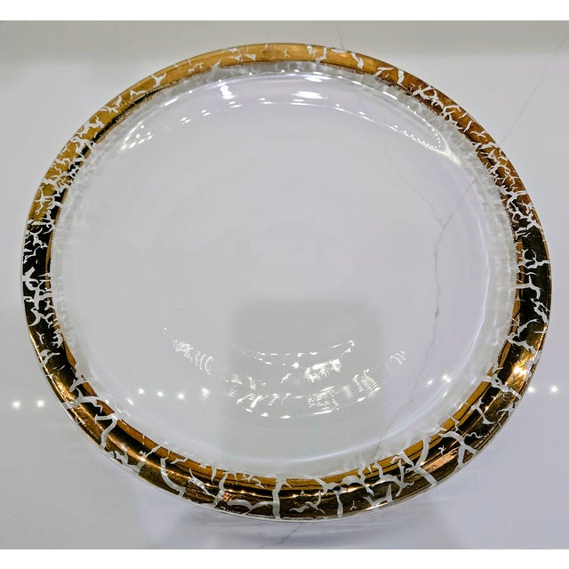 Mid-Century Modern Vintage 14" Gold Crackle Rim Centrifugal Glass Charger / Centerpiece For Sale - Image 3 of 6