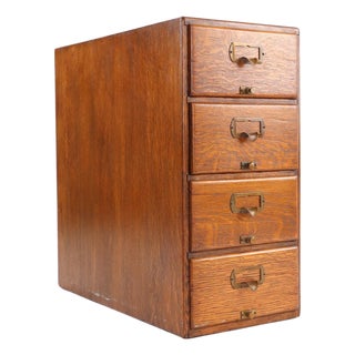 Mid 20th Century Shaw Walker Four Drawer Oak Desktop File Cabinet For Sale