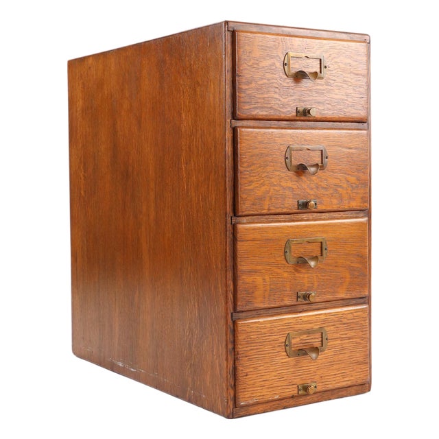Mid 20th Century Shaw Walker Four Drawer Oak Desktop File Cabinet For Sale