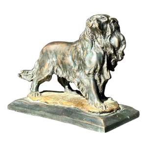Vintage Boho Cast Bronze Dog Sculpture