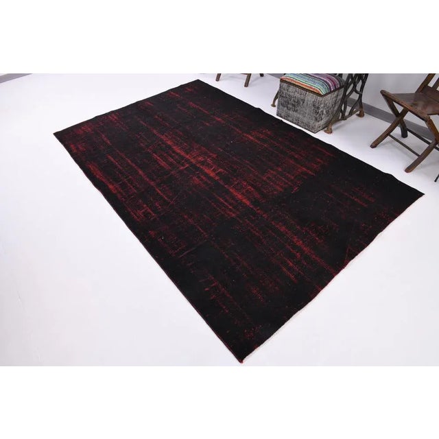 Vintage Black & Red Rug For Sale - Image 3 of 18