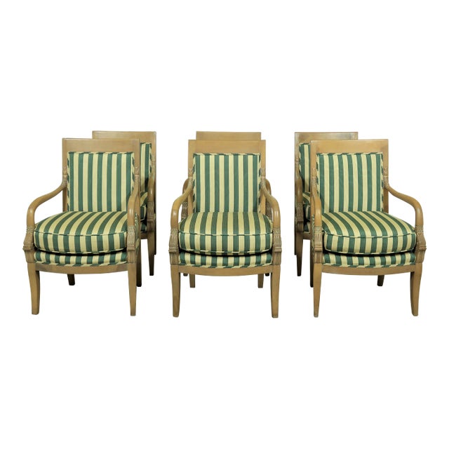 Set of 6 Neoclassical Dolphin Arm Chairs For Sale