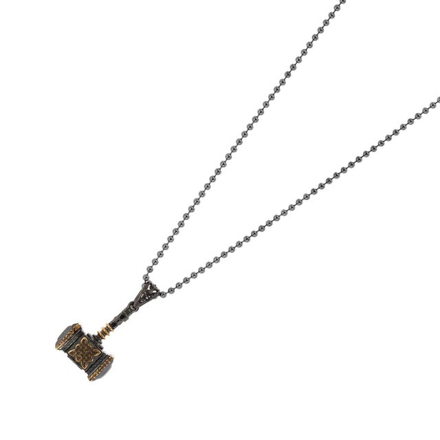 Viking Thor Hammer Sterling Silver & Gold Pendant Necklace For Sale In Miami - Image 6 of 9