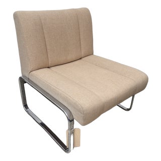 Mid-Century Modern Chrome Cantilever Lounge Chair, 1970s For Sale