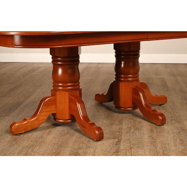 Amish Made Cherry Dining Table With Four Leaves For Sale - Image 14 of 18