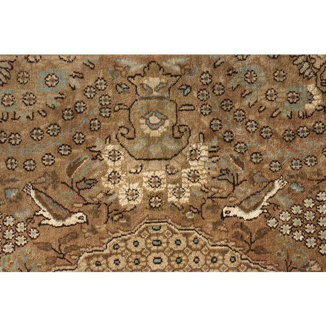 1950s Hand-Knotted Vintage Persian Qum Rug in Beige-Brown Medallion Floral Pattern For Sale - Image 5 of 7