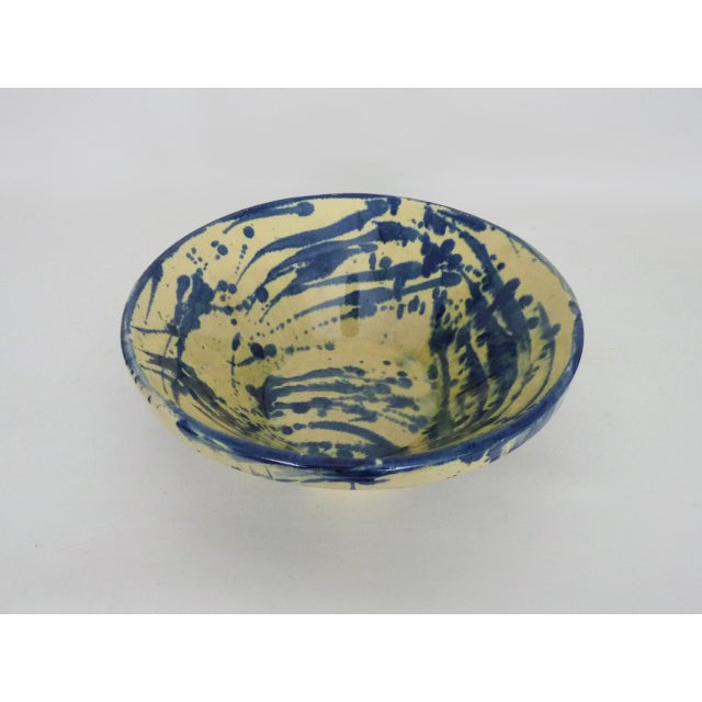 Blue and Yellow Glazed Stoneware Pot from Provence, 1970s For Sale - Image 4 of 8