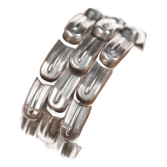 6 7/8" William Spratling Sterling Snake Scale link bracelet. For Sale