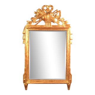 18th Century French Louis XV Provincial Giltwood Mirror With Hand Carved Frame For Sale