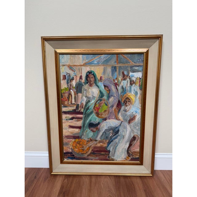 Mid-Century Modern 1946 P. W. Lamb South African Impressionist Durban Market Oil Painting For Sale - Image 3 of 18