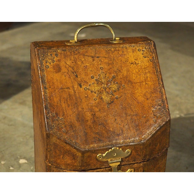 18th Century French Embossed Leather Letter Box, “Coffret a Courrier” For Sale - Image 12 of 17