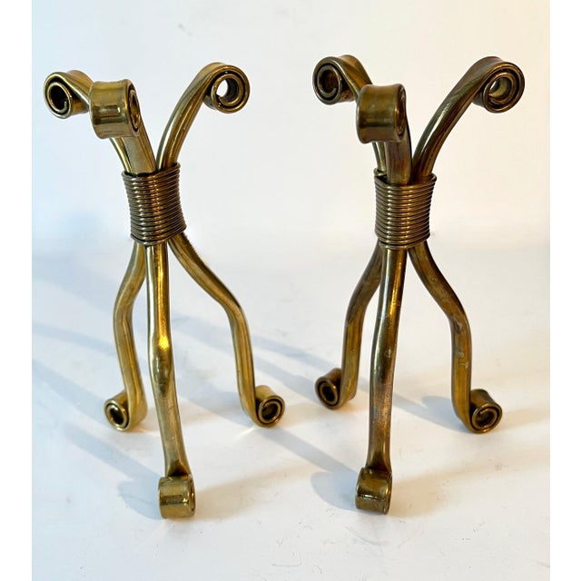 Two Three legged brass stands for Various objects. ... we have shown a pair of Ostrich eggs (not included). (we do sell...