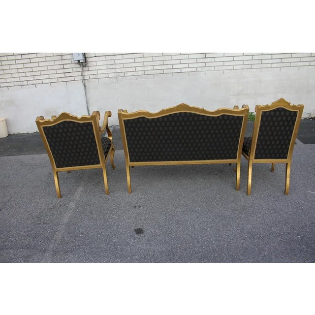 Antique 19th Century French Louis XV Gilded Living Room, Parlor Set- 3 Pieces For Sale - Image 4 of 10
