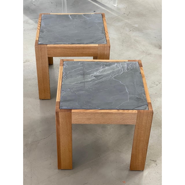 Wood Slate Top Oak Tables For Sale - Image 7 of 12