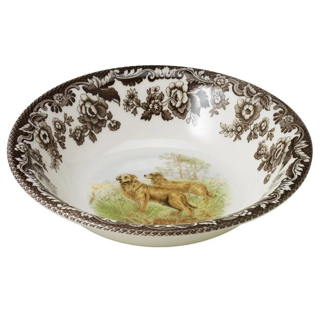 English Spode Woodland Dogs Ascot Cereal Bowl 8", Golden Retriever For Sale - Image 3 of 3